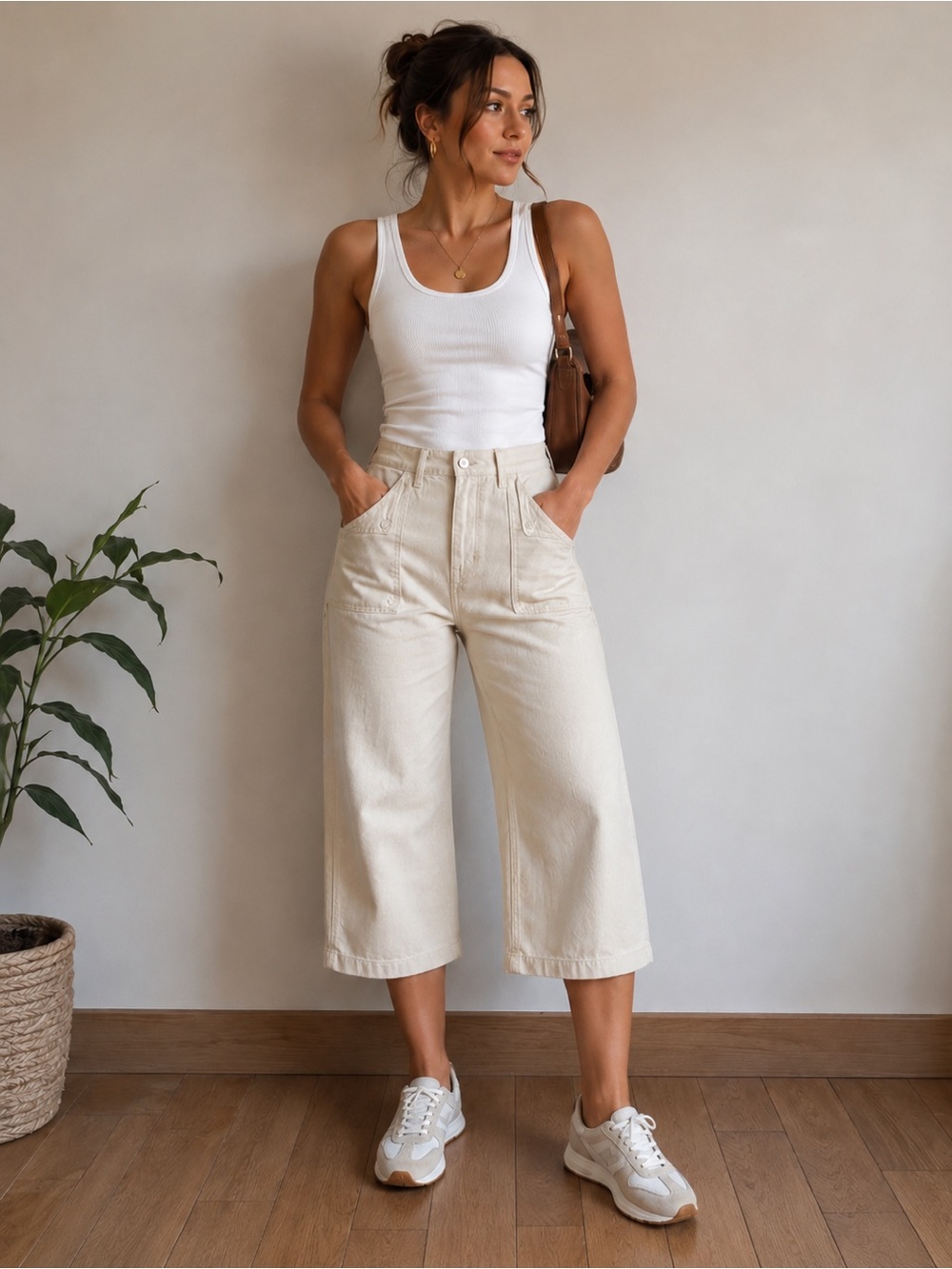 GAP Cream Wide-Leg Trousers